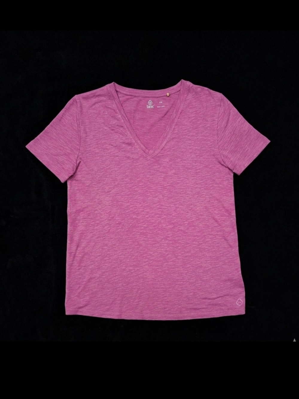 tasc Performance All Day V-Neck T-Shirt XS Tuscany Pink Bamboo Cotton TW883